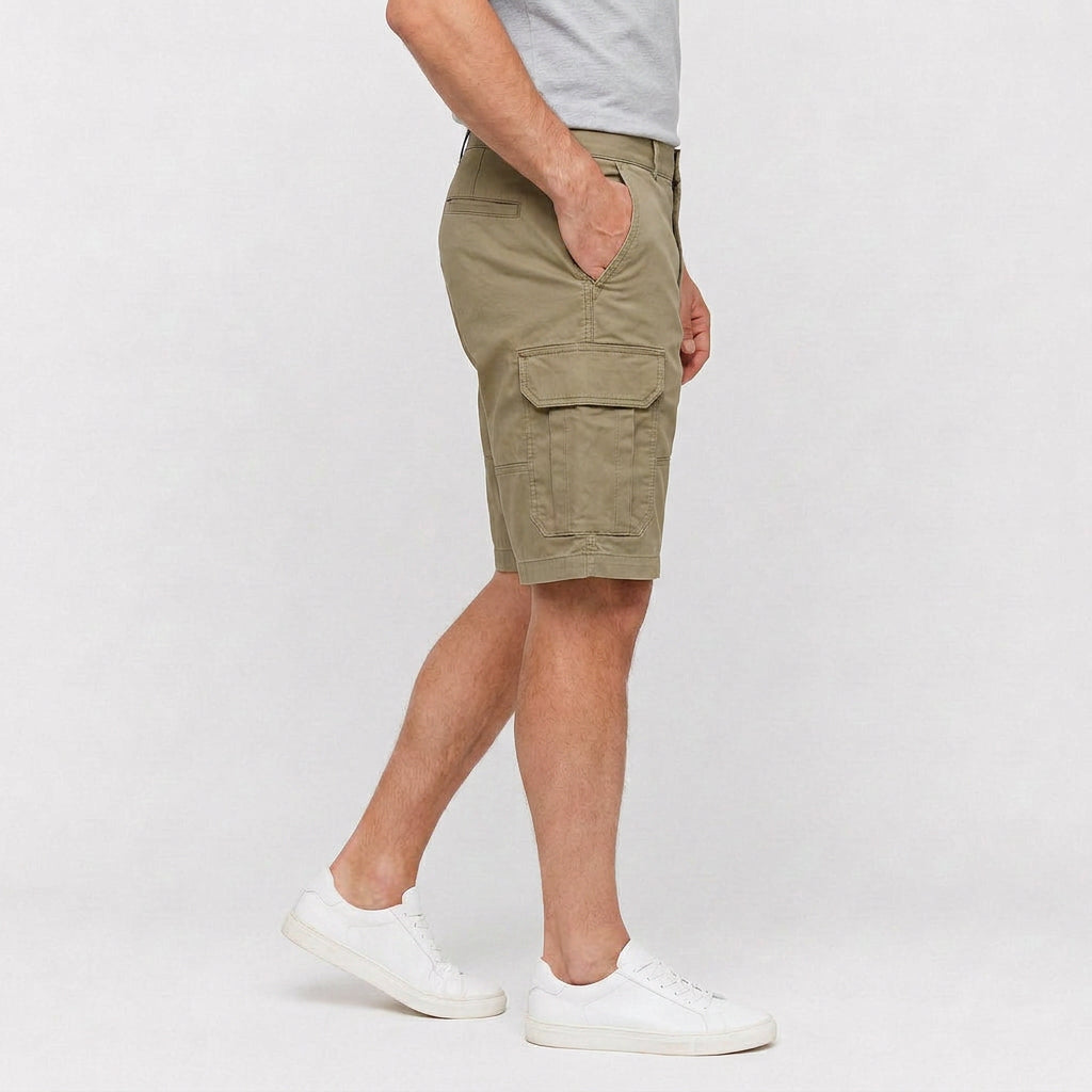 Cargo Shorts Flap Pockets Rolled Hem for Men