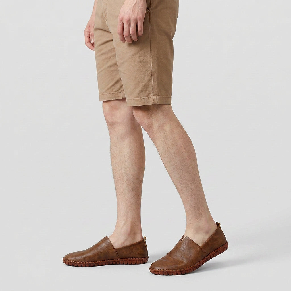 Leather Slip-On Loafer Woven Sole for Men
