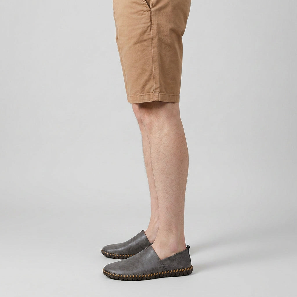 Leather Slip-On Loafer Woven Sole for Men