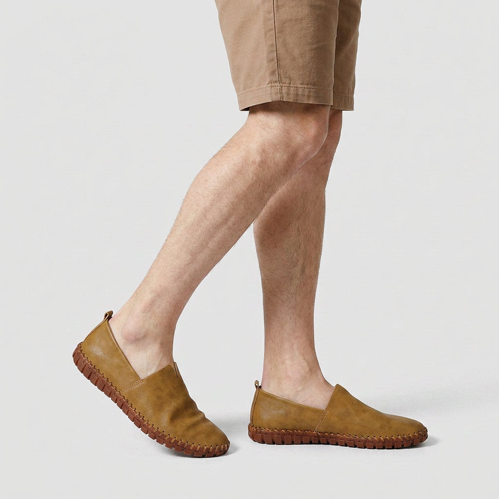 Leather Slip-On Loafer Woven Sole for Men
