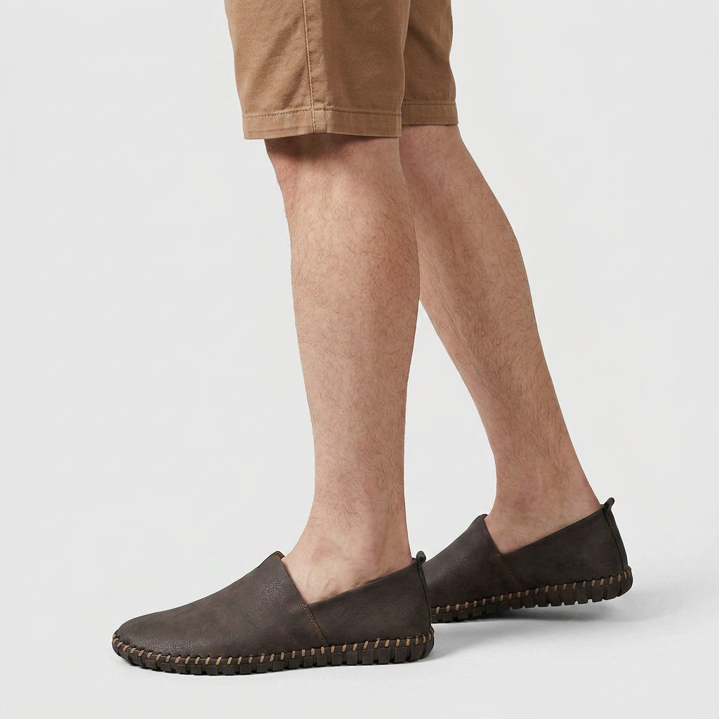 Leather Slip-On Loafer Woven Sole for Men