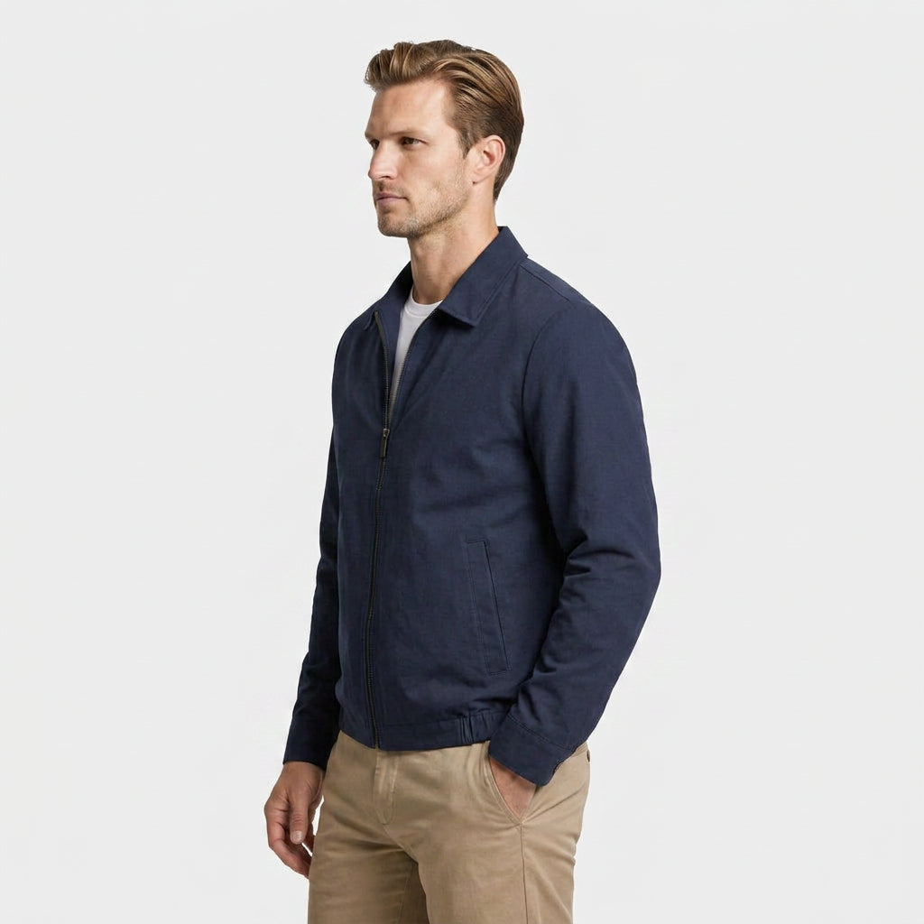 Harrington Jacket Full Zip Spread Collar for Men
