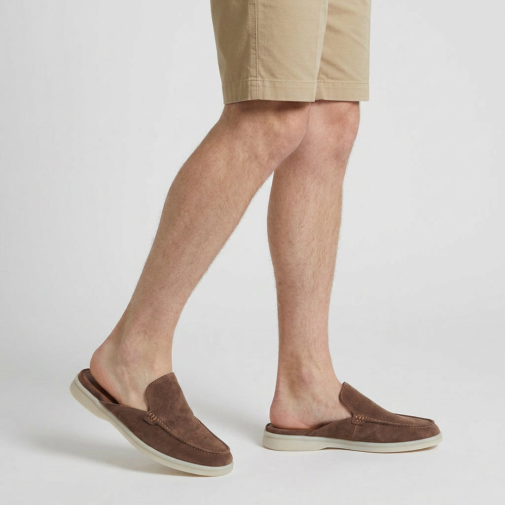 Suede Mule Loafer Apron Toe Platform Sole for Men