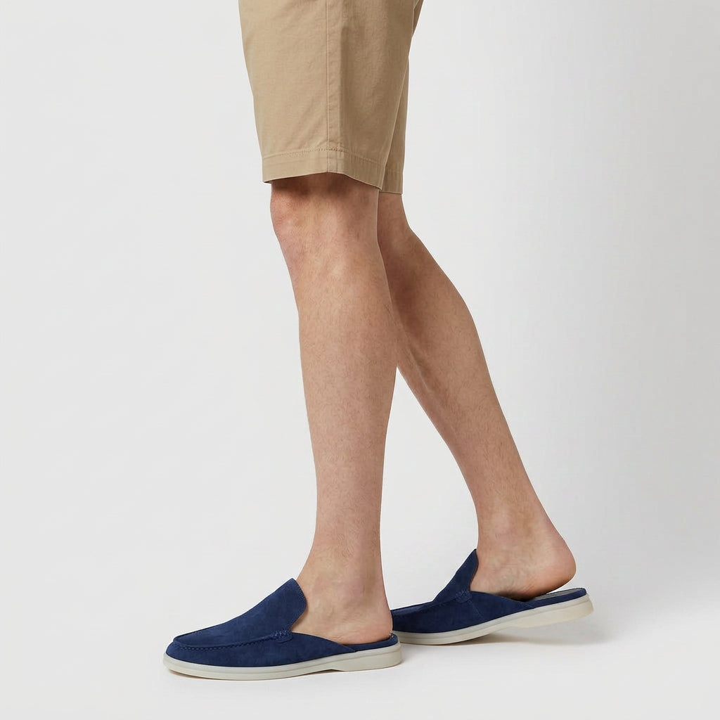 Men's Suede Mule Loafer Apron Toe Platform Sole