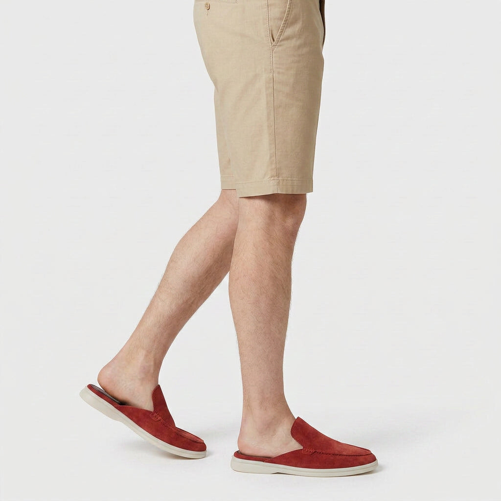 Men's Suede Mule Loafer Apron Toe Platform Sole
