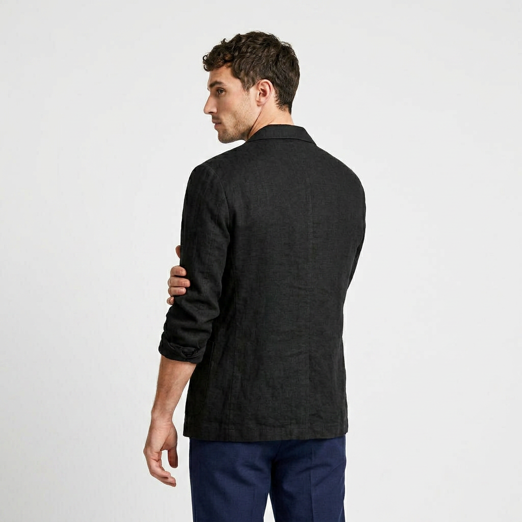 Relaxed Cotton Blazer with Patch Pockets for Men
