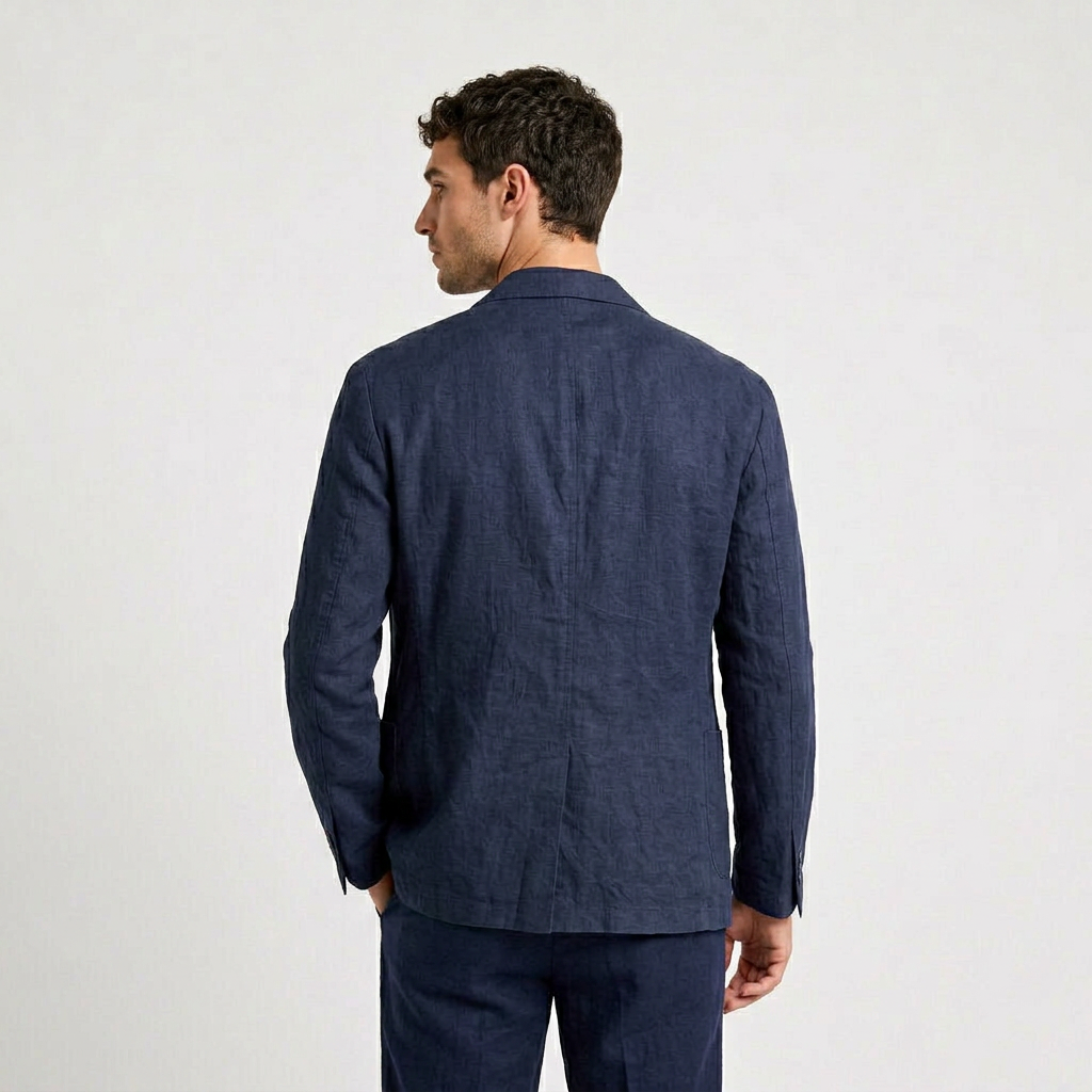 Relaxed Cotton Blazer with Patch Pockets for Men