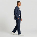 Linen Two-Piece Suit Relaxed Fit Gold Buttons for Men