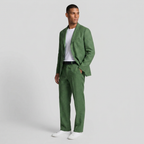 Linen Two-Piece Suit Relaxed Fit Gold Buttons for Men