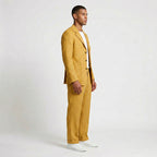 Linen Two-Piece Suit Relaxed Fit Gold Buttons for Men