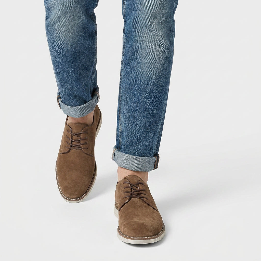Suede Derby Shoe Contrast Sole Lace-Up for Men