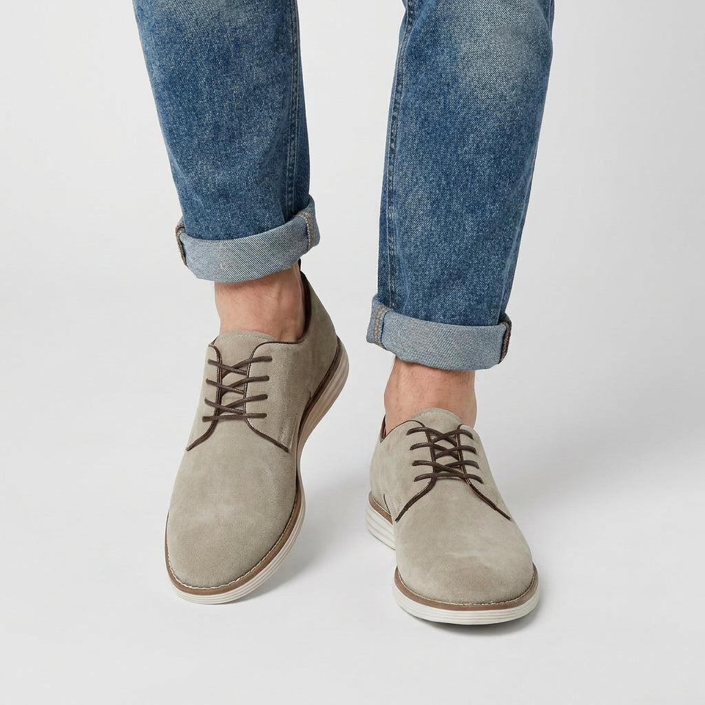 Suede Derby Shoe Contrast Sole Lace-Up for Men