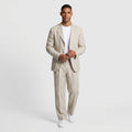 Linen Two-Piece Suit Relaxed Fit Gold Buttons for Men