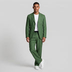 Linen Two-Piece Suit Relaxed Fit Gold Buttons for Men