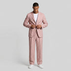Linen Two-Piece Suit Relaxed Fit Gold Buttons for Men