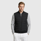 Quilted Bomber Vest Full Zip Ribbed Collar for Men