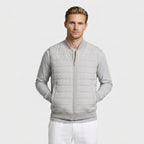 Quilted Bomber Vest Full Zip Ribbed Collar for Men