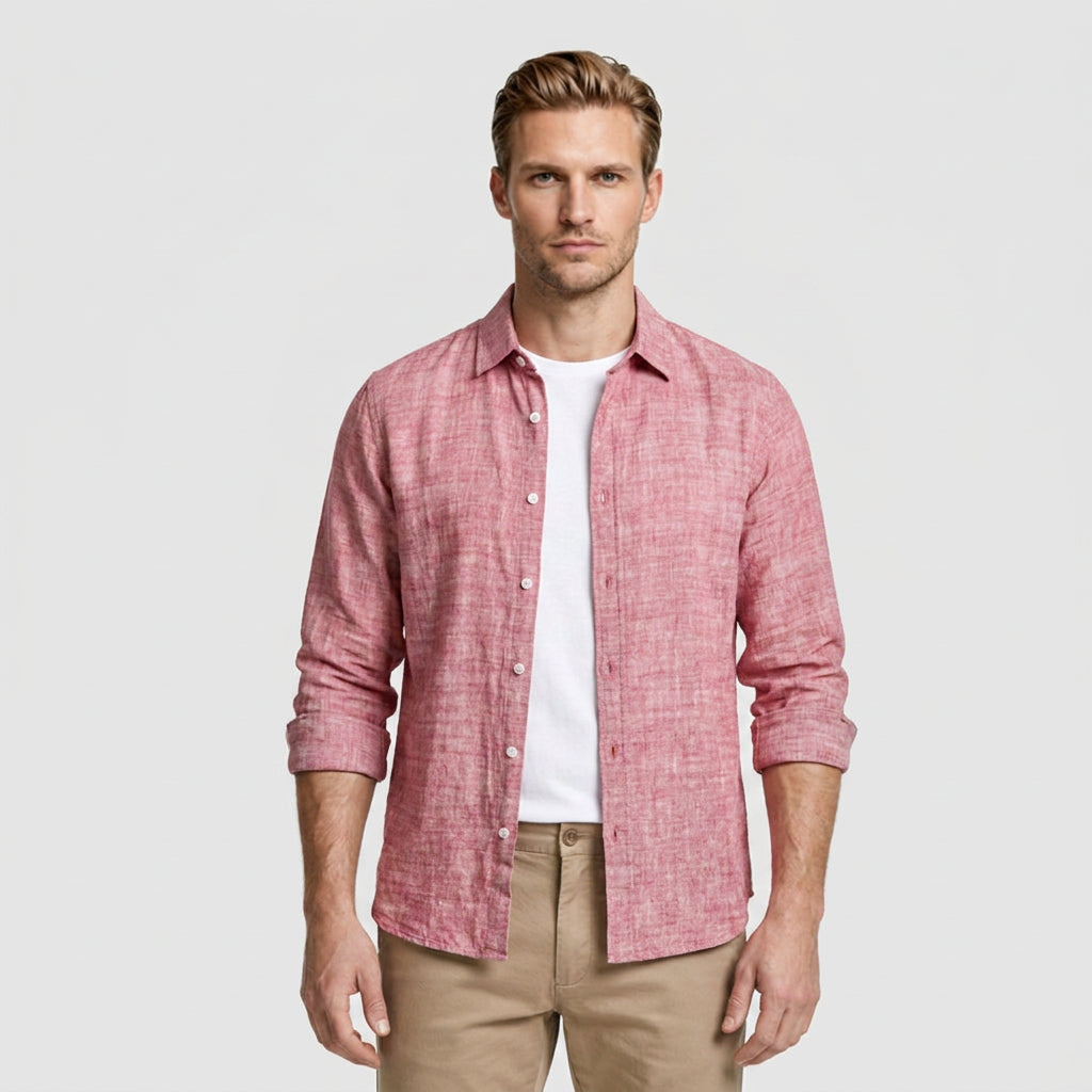 Linen Long Sleeve Shirt Relaxed Fit for Men