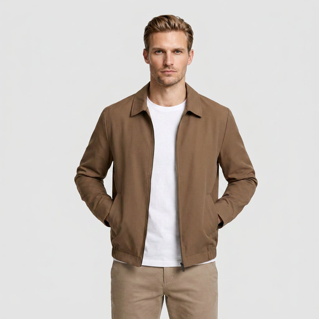 Harrington Jacket Full Zip Spread Collar for Men
