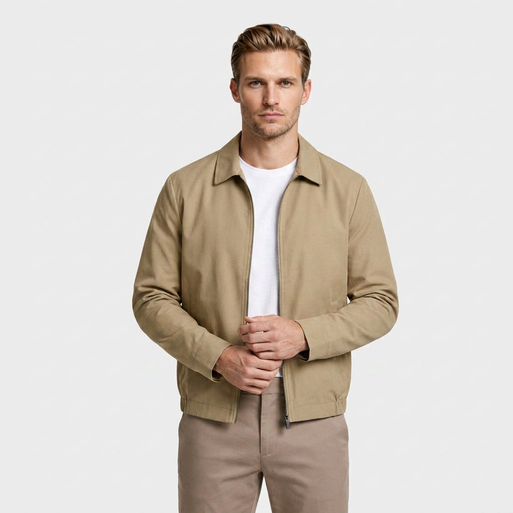 Harrington Jacket Full Zip Spread Collar for Men