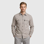 Flannel Overshirt Dual Chest Pockets Long Sleeve for Men