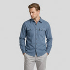 Flannel Overshirt Dual Chest Pockets Long Sleeve for Men