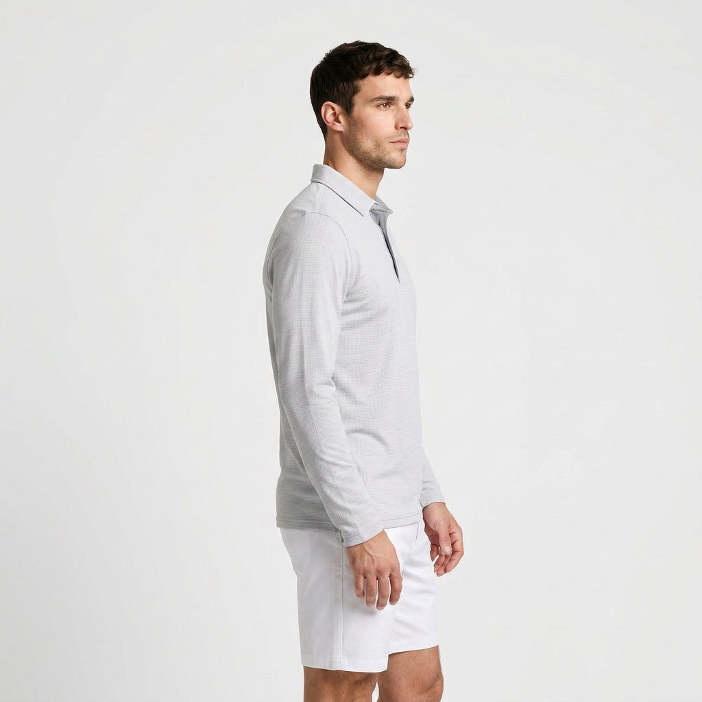 Long Sleeve Waffle Texture Polo Regular Fit for Men