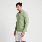 Long Sleeve Waffle Texture Polo Regular Fit for Men
