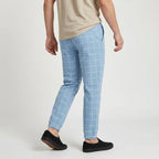 Windowpane Check Jogger Pants Elasticated Waist for Men