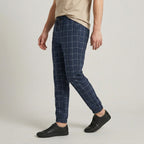 Windowpane Check Jogger Pants Elasticated Waist for Men
