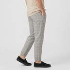 Windowpane Check Jogger Pants Elasticated Waist for Men