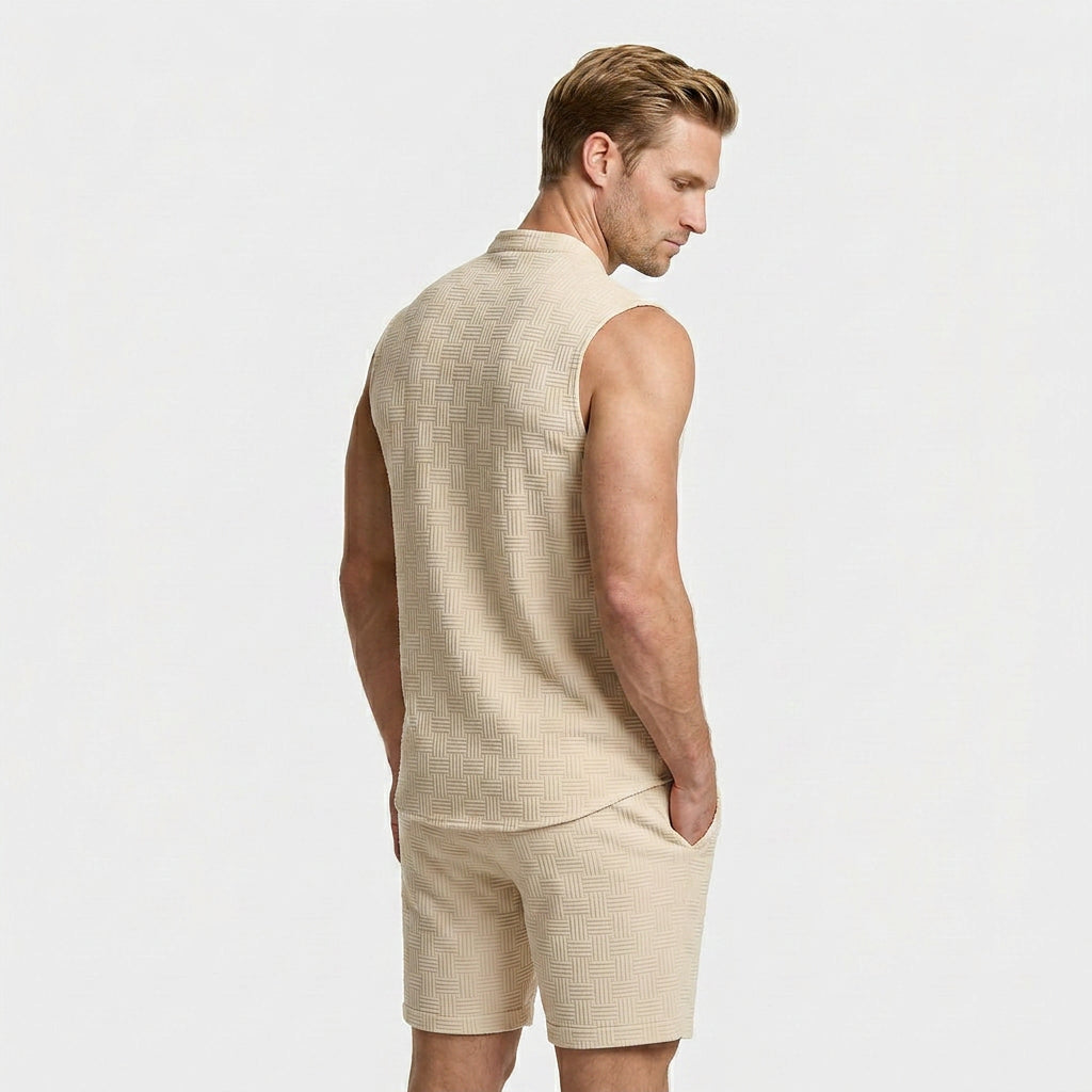 Textured Weave Two-Piece Vest and Shorts Set for Men