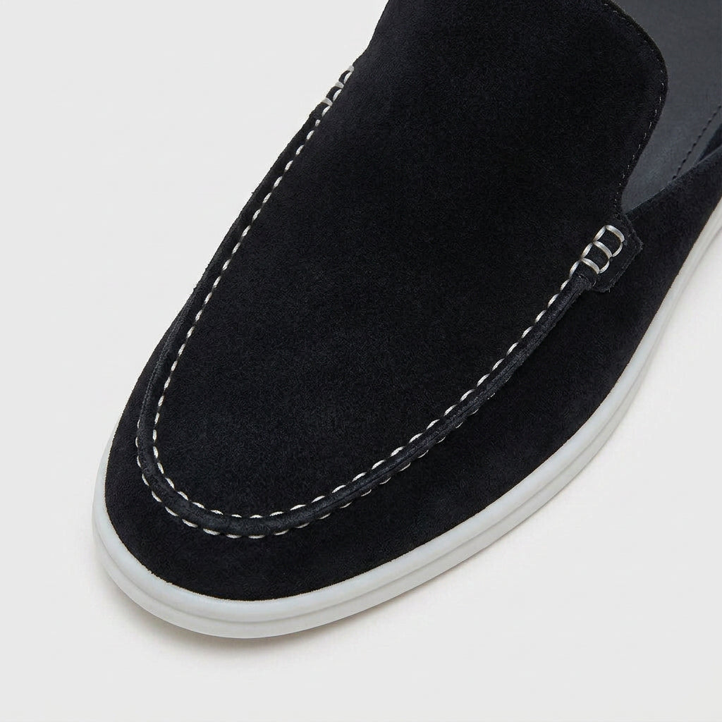 Men's Suede Mule Loafer Apron Toe Platform Sole