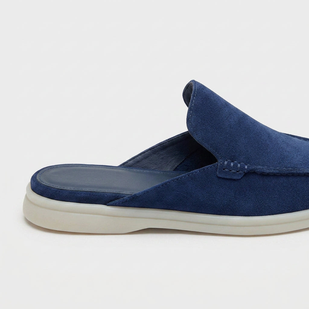Men's Suede Mule Loafer Apron Toe Platform Sole