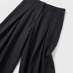 Wide Leg Pleated Trousers High Rise Wool Blend for Men