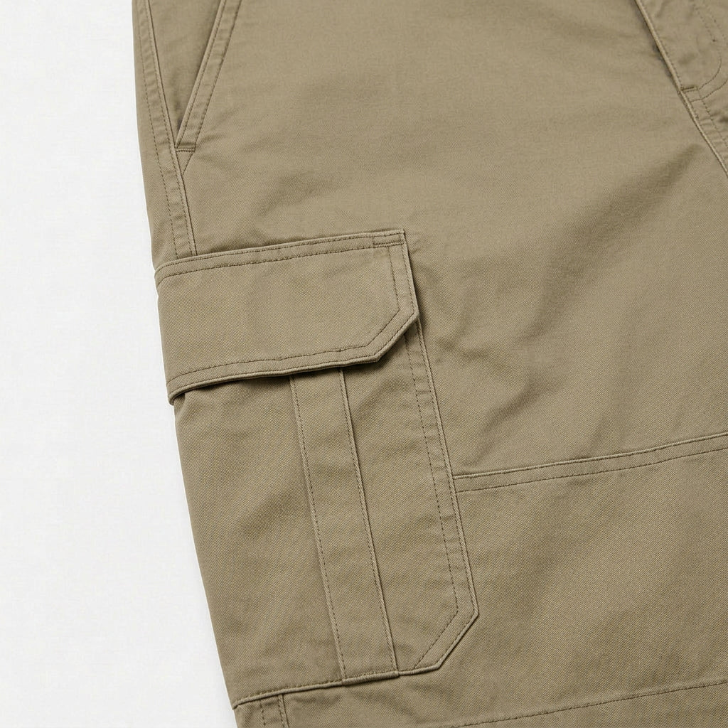 Cargo Shorts Flap Pockets Rolled Hem for Men