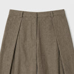 Wide Leg Pleated Trousers High Rise Wool Blend for Men