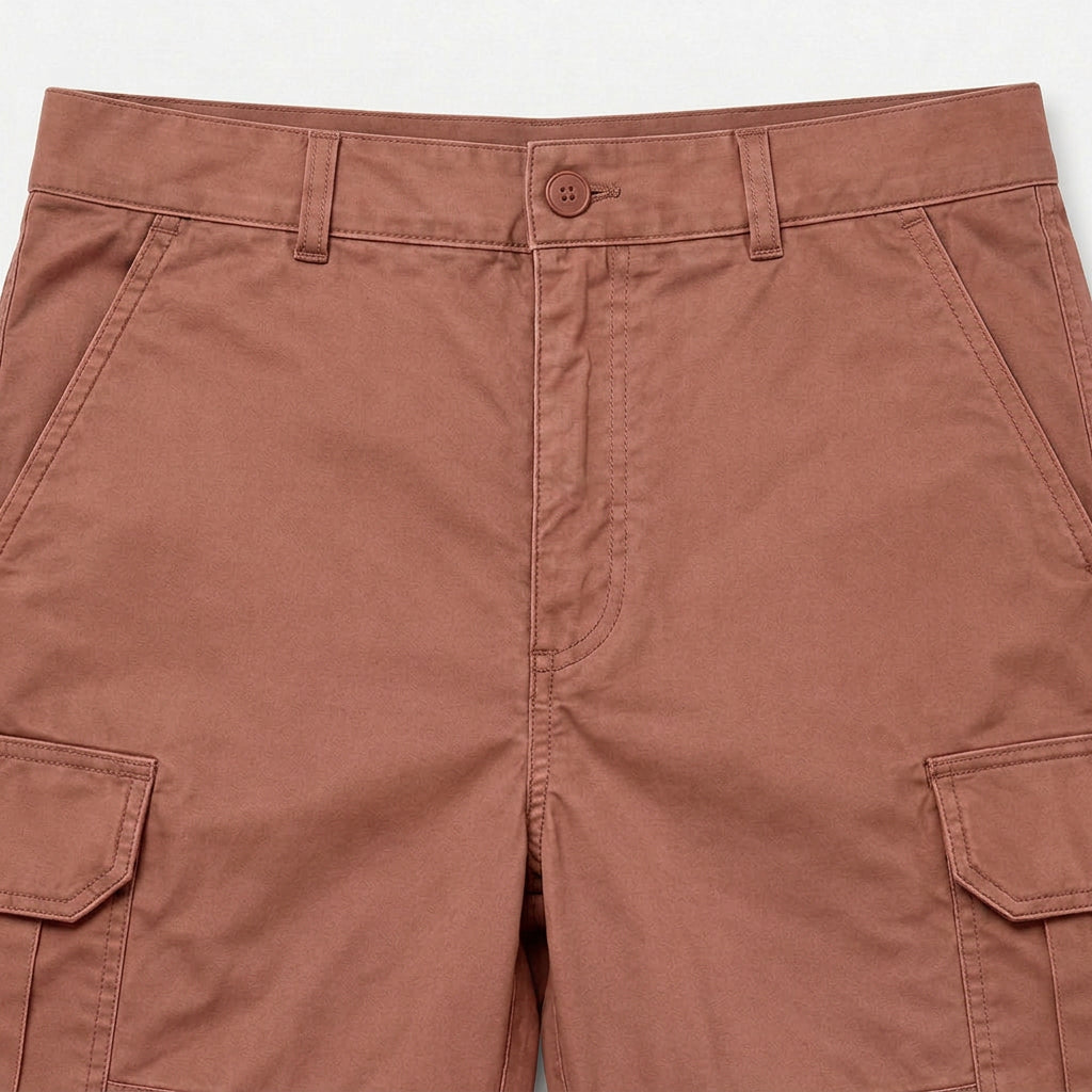 Cargo Shorts Flap Pockets Rolled Hem for Men