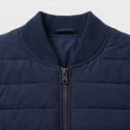 Quilted Bomber Vest Full Zip Ribbed Collar for Men