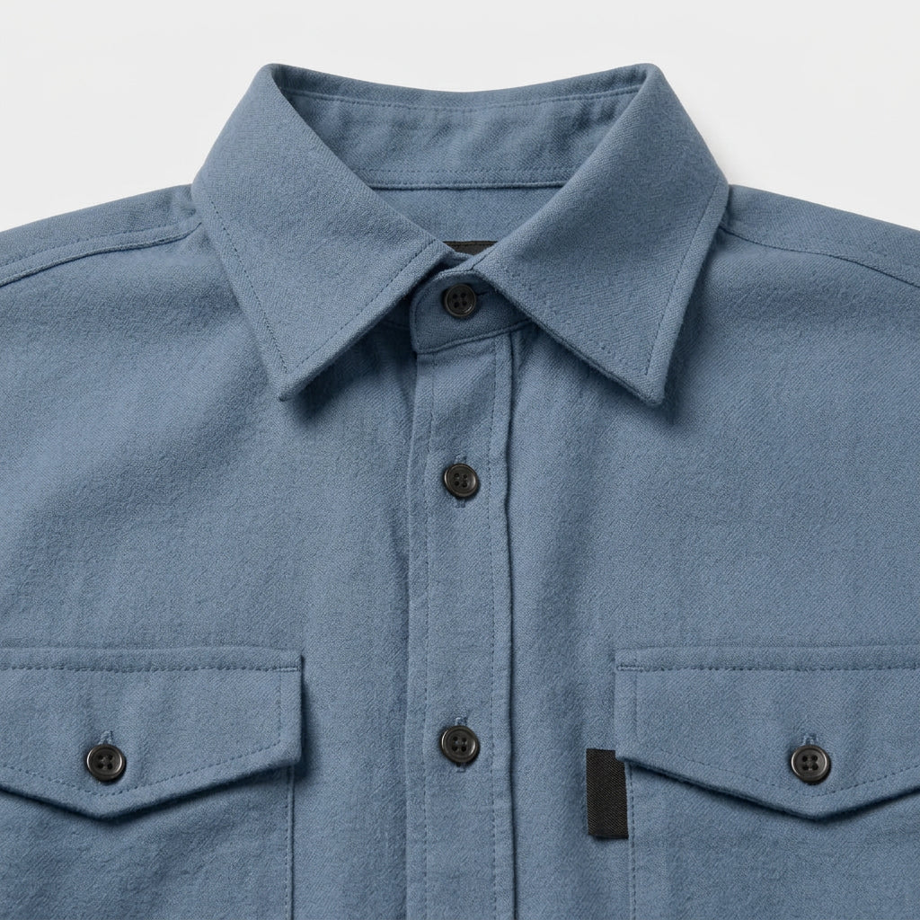 Flannel Overshirt Dual Chest Pockets Long Sleeve for Men