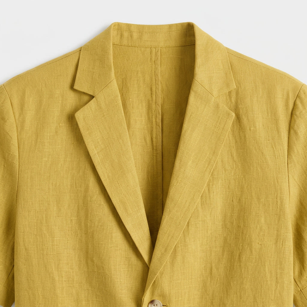 Men's Linen Short Sleeve Blazer And Shorts Set