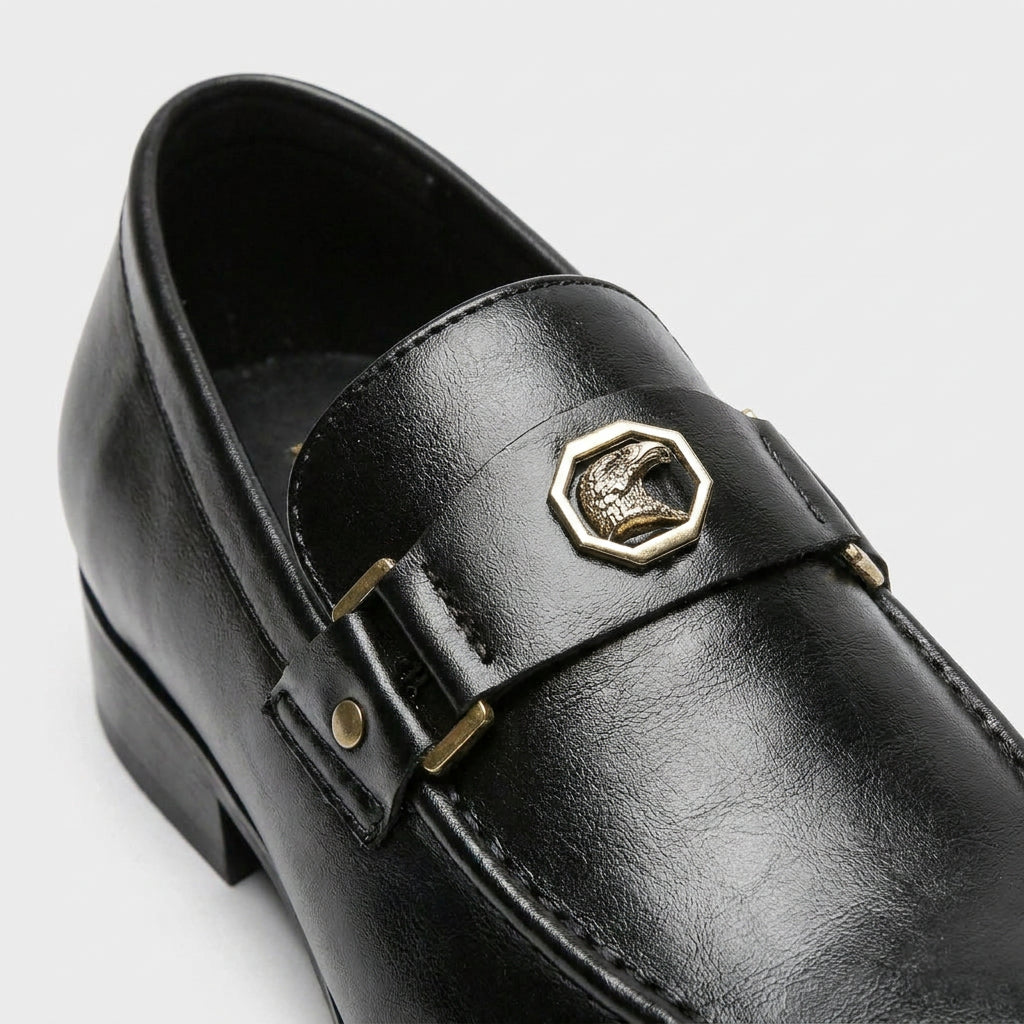 Leather Loafer Medallion Strap Antique Hardware for Men