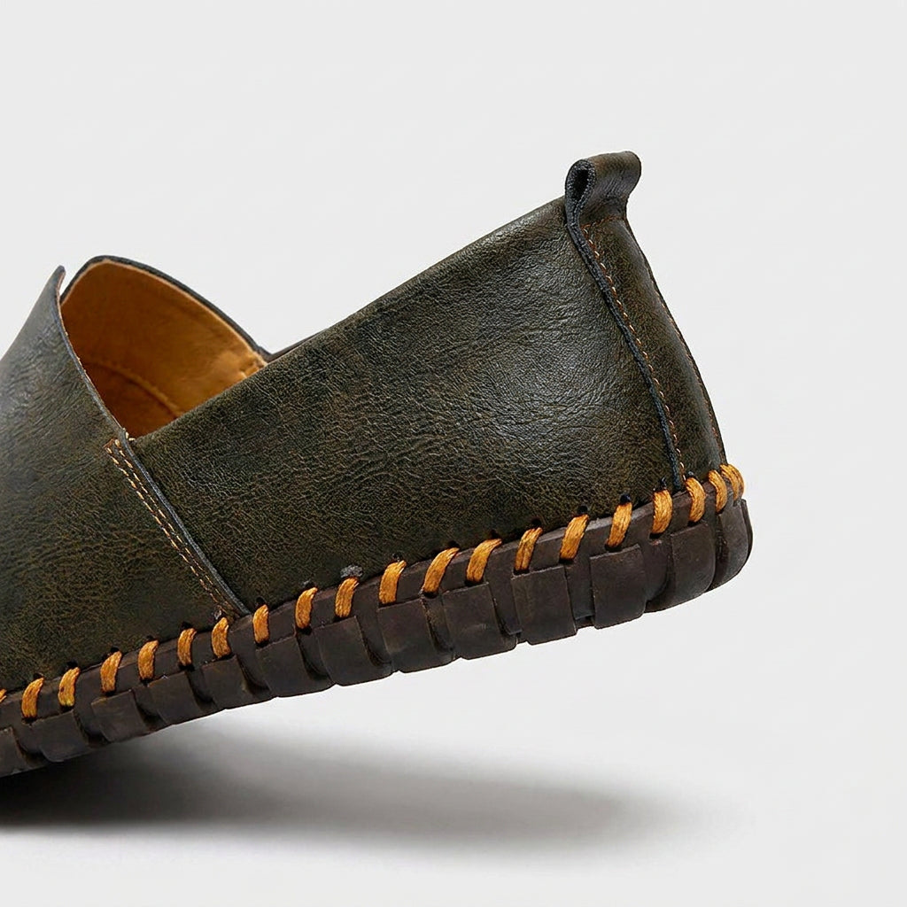 Leather Slip-On Loafer Woven Sole for Men