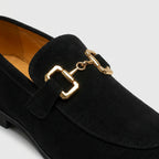 Suede Loafer Gold Chain Bit Hardware for Men