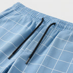 Windowpane Check Jogger Pants Elasticated Waist for Men