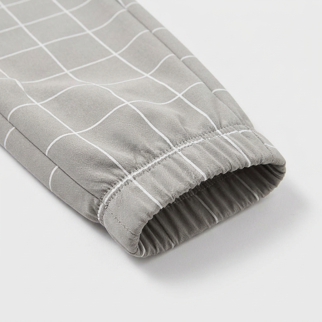 Windowpane Check Jogger Pants Elasticated Waist for Men
