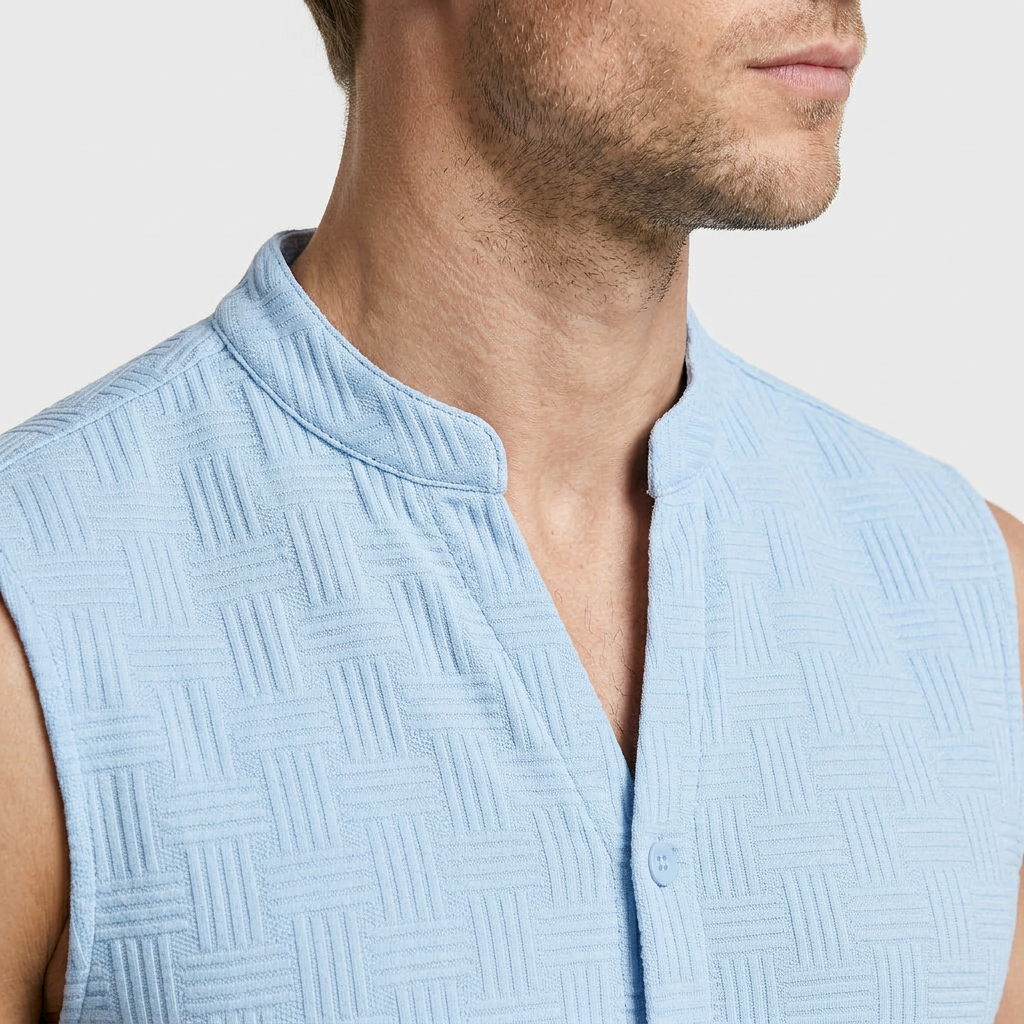 Textured Weave Two-Piece Vest and Shorts Set for Men