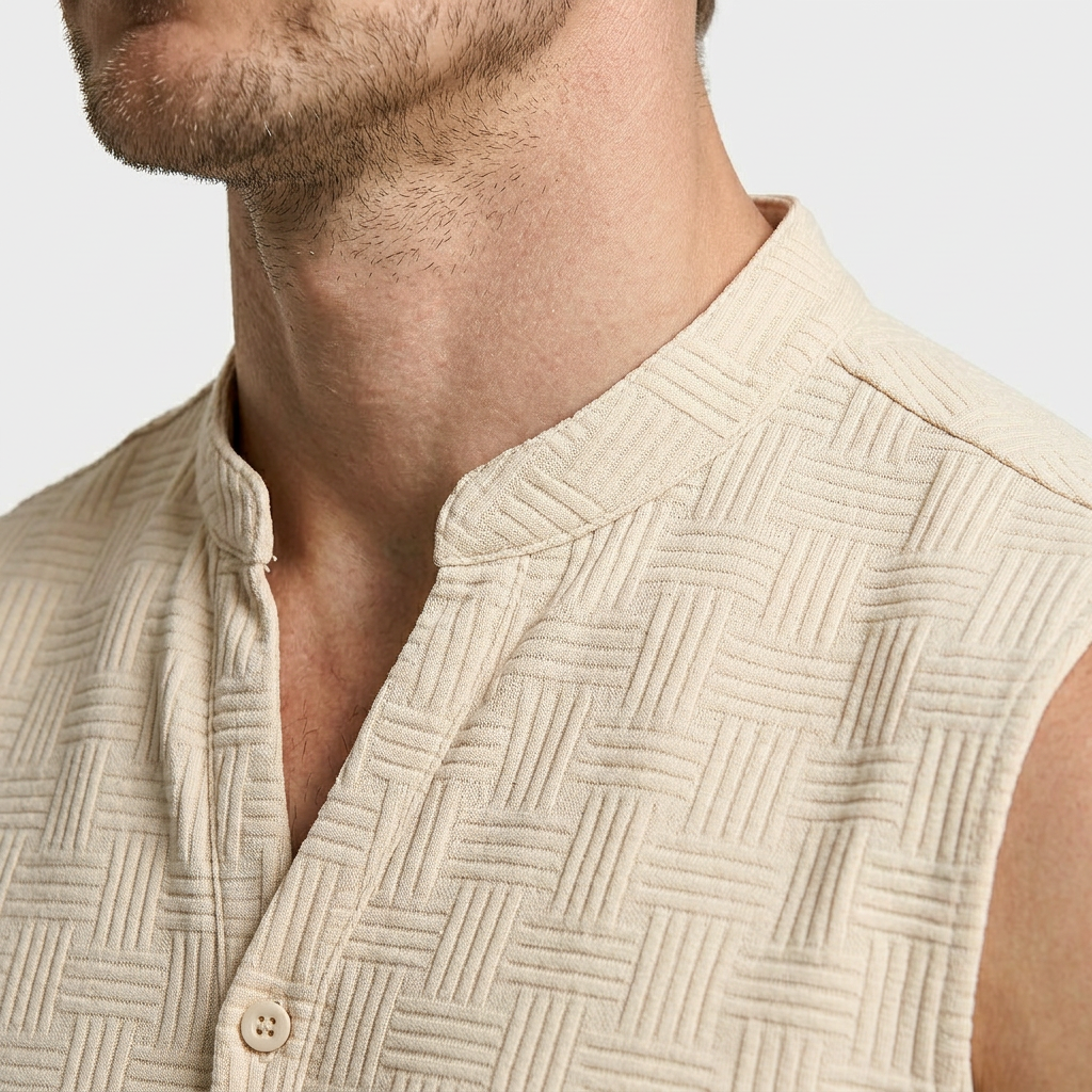 Textured Weave Two-Piece Vest and Shorts Set for Men