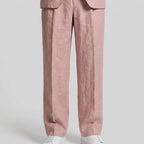 Linen Two-Piece Suit Relaxed Fit Gold Buttons for Men