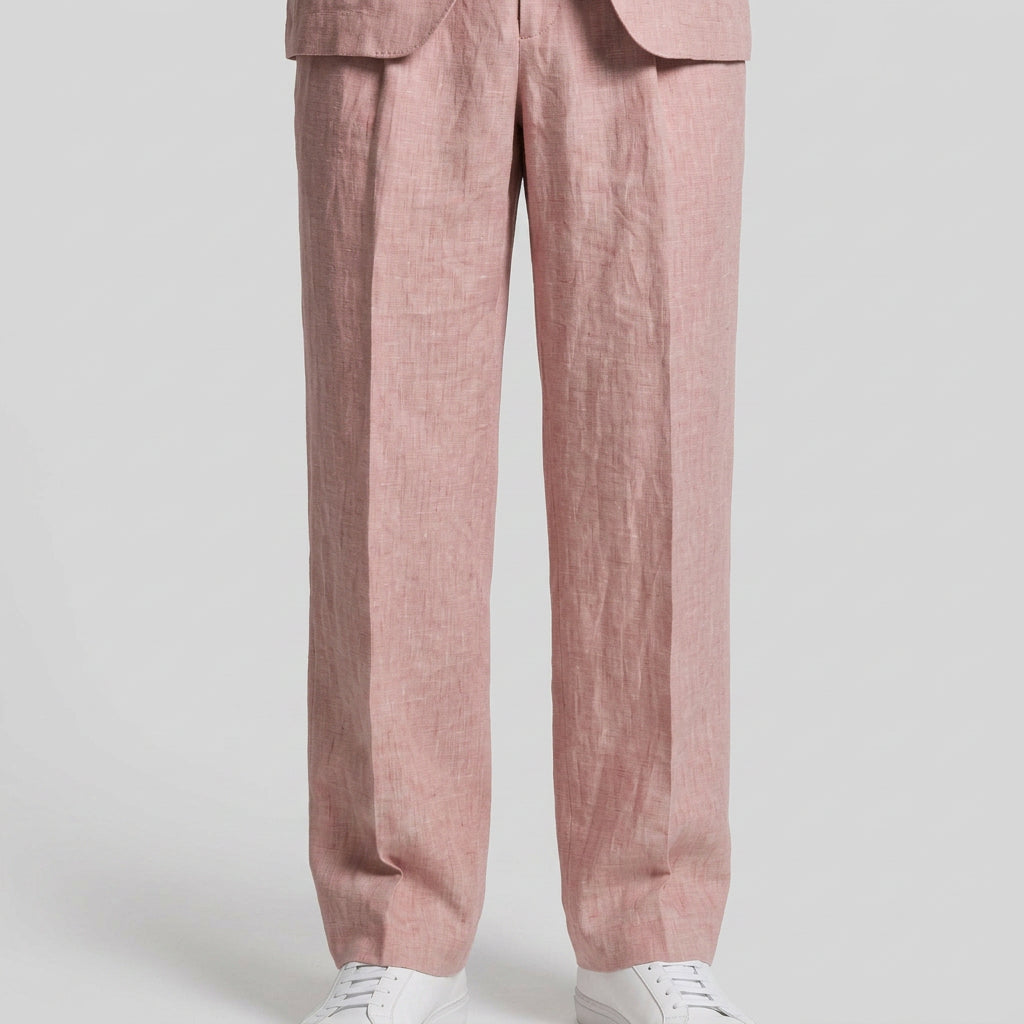 Linen Two-Piece Suit Relaxed Fit Gold Buttons for Men